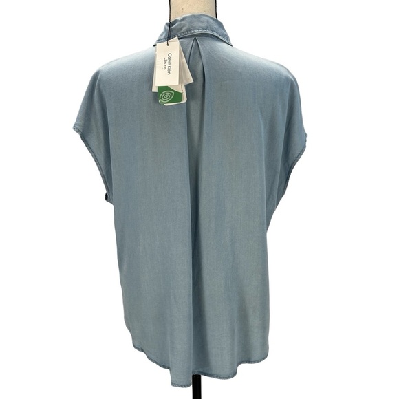 Calvin Klein Jeans Short Sleeve Collared Button Down Shirt - Light Blue - size M - Picture 3 of 12